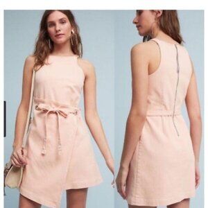 Anthropologie Holding Horses Regatta Wrap Dress Size 4P Pink Halter Style Cotton